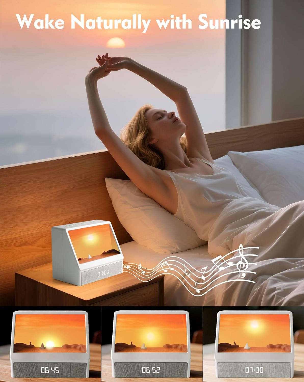 Sunrise Alarm Clock with Sound Machine, Alarm Clock with Bluetooth Speaker